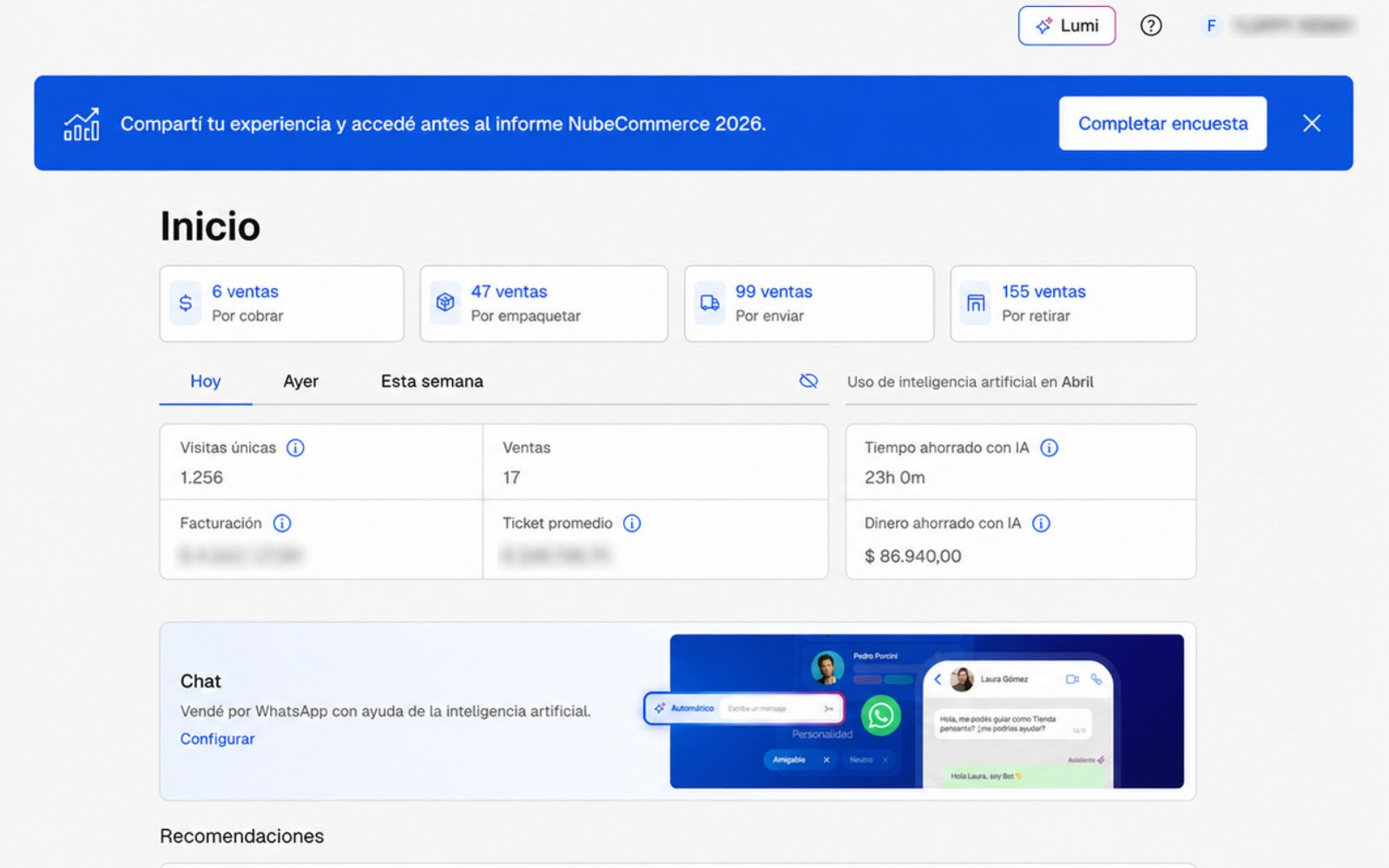 Preview visual del caso NubeCommerce