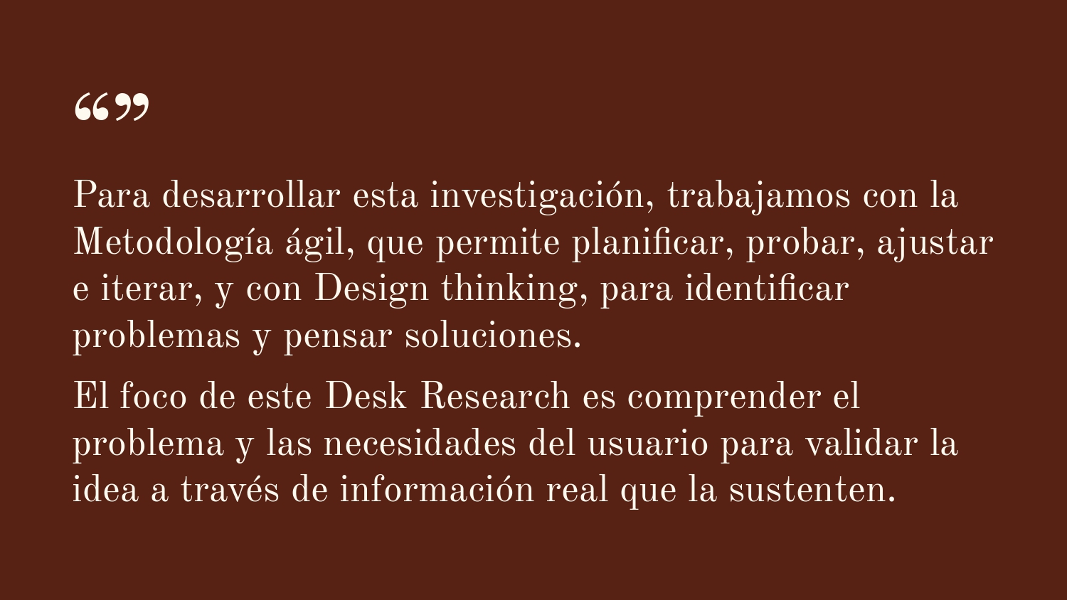 Página de la presentación de Ristretto sobre metodología ágil y design thinking